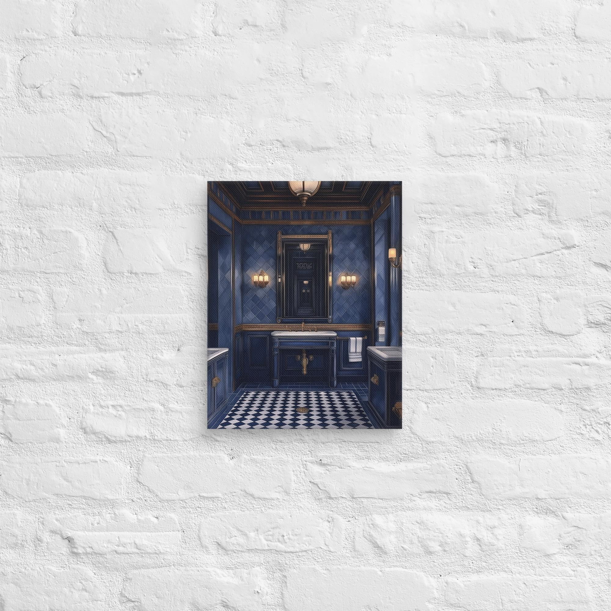 Royal Blue Elegance Bathroom Canvas 5