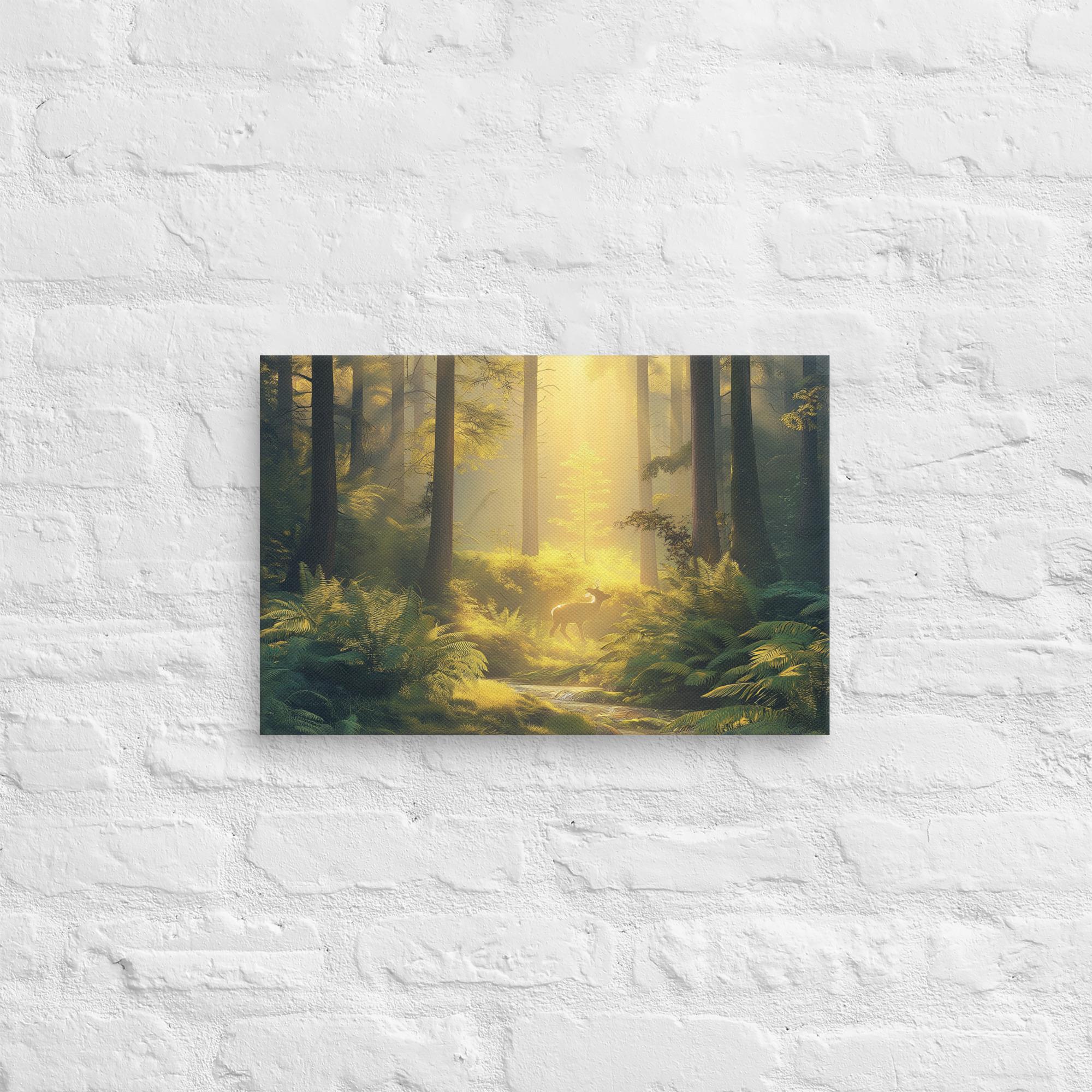 Golden Serenity, A Forest at Dawn Canvas 7
