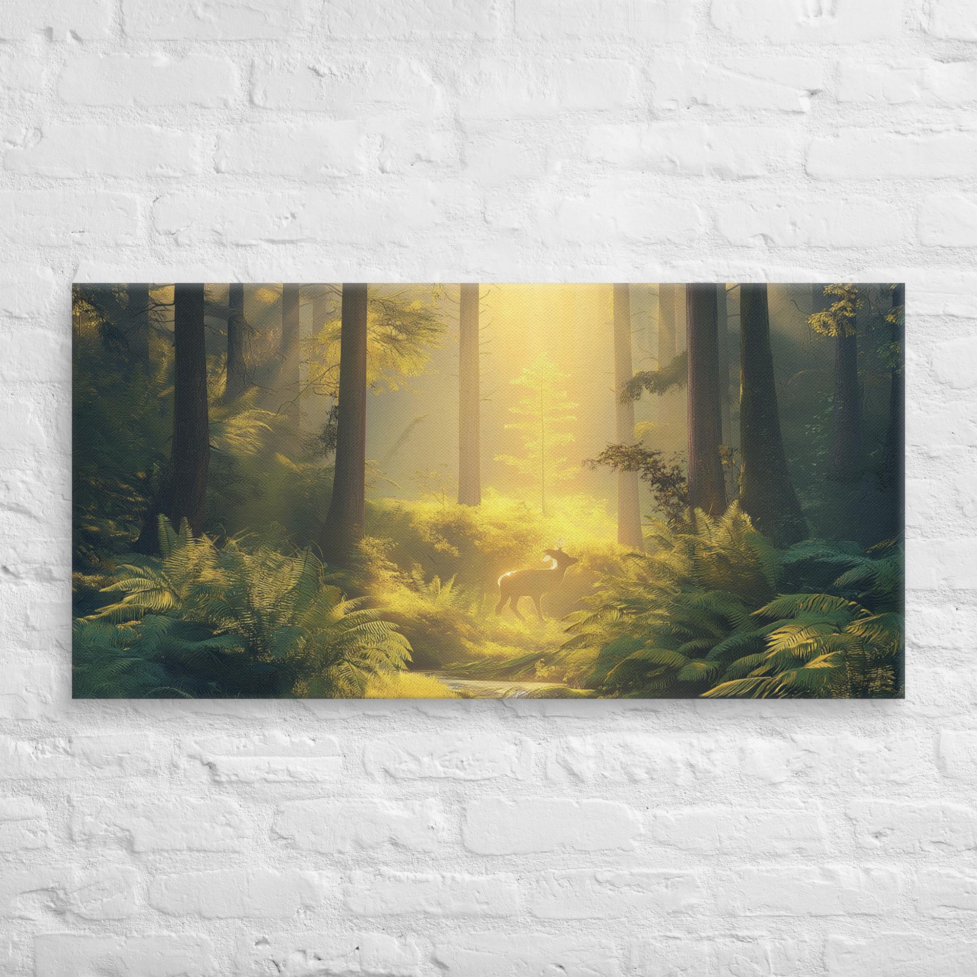 Golden Serenity, A Forest at Dawn Canvas 20