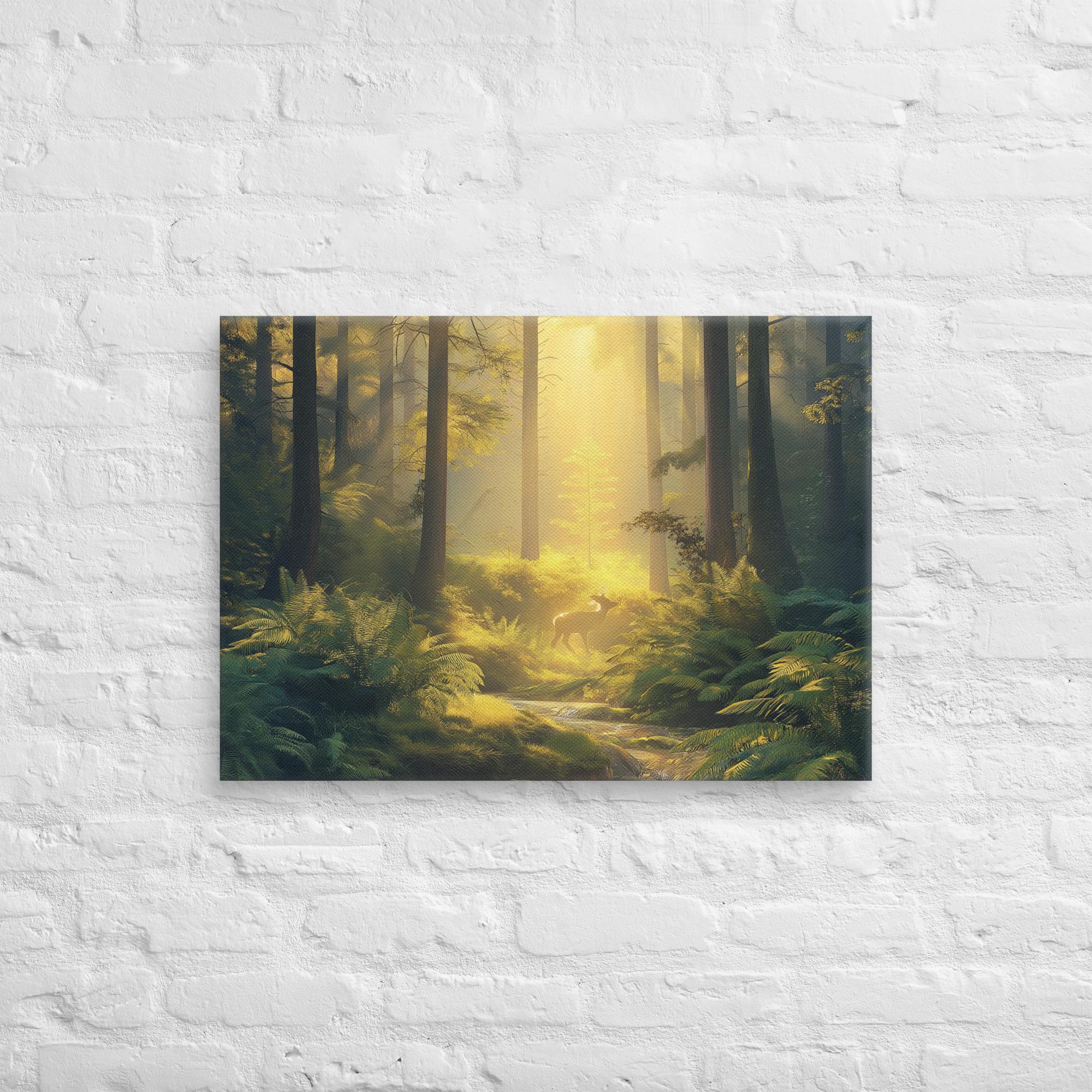 Golden Serenity, A Forest at Dawn Canvas 18